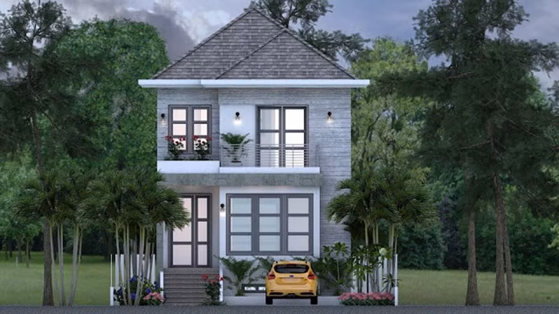 Nhà 2 tầng mái thái được làm cao hơn so với thông thường, kết hợp hệ thống thông gió ở mái giúp chống nóng cũng như lưu thông khí tốt hơn. Ảnh: Xaydungso