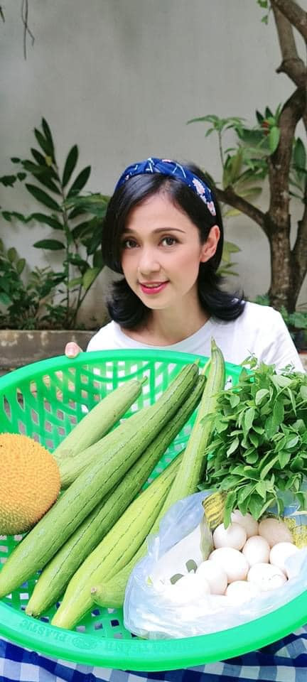 Mới đây, Việt Trinh tranh thủ lúc rảnh rỗi về thu hoạch rau, quả. Người đẹp cho biết, thay vì đi chơi Giáng sinh, cô thích dành thời gian cho khu vườn.