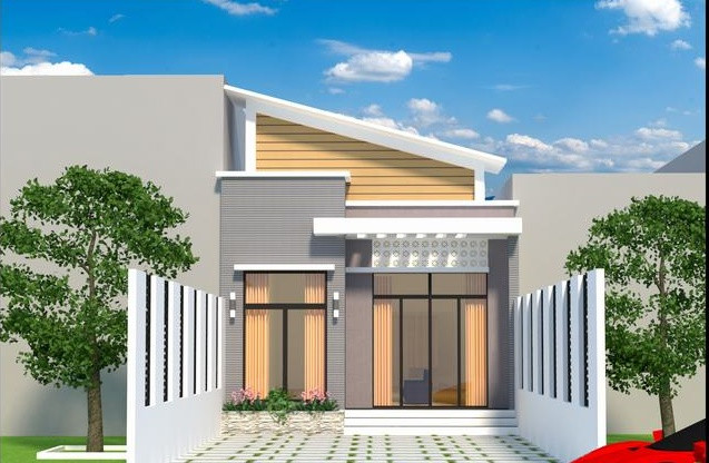 Mẫu nhà ống cấp 4 diện tích 6x20m có 2 phòng ngủ, 2 phòng vệ sinh và 1 phòng khách rộng. Ảnh: Thietkenhadepmoi