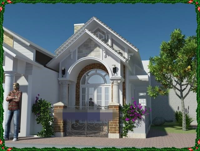 Nhà cấp 4 kiểu Pháp tân cổ điển nhưng xây mái lợp tôn giả ngói ấn tượng Ảnh: Thietkenhadepmoi