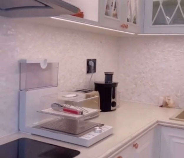 Từng vật dụng, các thiết bị trong bếp đều rất hiện đại, đắt đỏ. Ảnh chụp màn hình