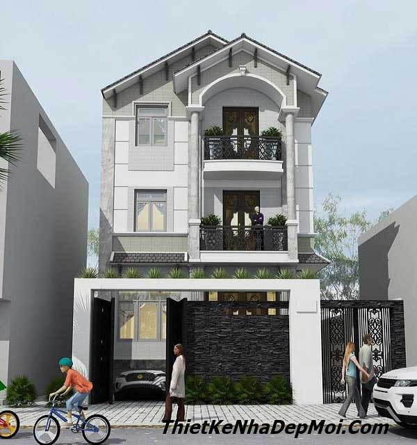 Nhà phố 2 tầng có khu vực ban công trồng nhiều cây xanh, tạo tự thông thoáng, trong lành cho tổng thể của ngôi nhà. Ảnh: Thietkenhadepmoi