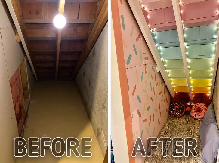 Màn cải tạo nhà ở đầy sáng tạo của gia chủ khiến lũ trẻ vô cùng thích thú. Chẳng ai ngờ dưới cầu thang tầng hầm cũng có thể trở thành nơi ẩn náu đa sắc màu của bọn trẻ.