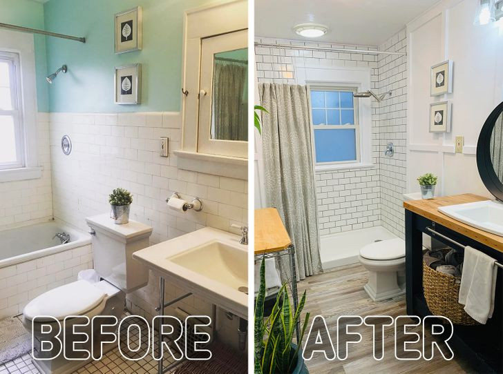 Phòng tắm trước - sau đã có khác biệt đầy tích cực.