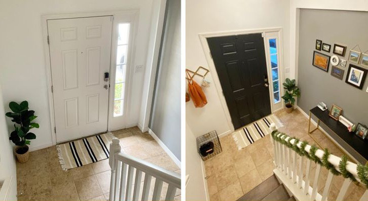 Sơn cửa, thêm một chiếc đèn chiếu sáng là không gian đã khác hoàn toàn.