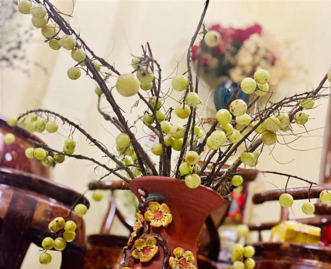 Cành quả me rừng hay còn gọi mắc kham vô cùng lạ mắt cũng được nhiều chị em mua về cắm chơi. Ảnh: Infonet