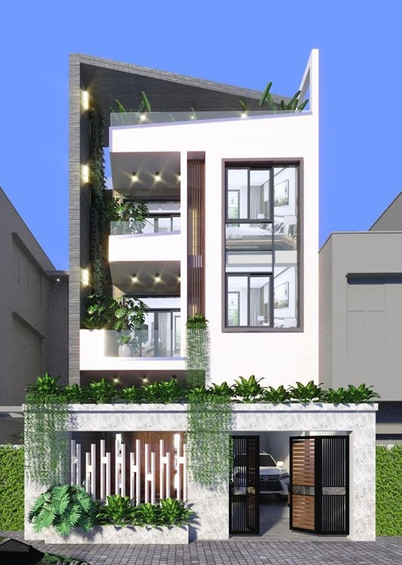 Khi không thể thiết kế ban công, cửa sổ lớn và kính là cách lấy sáng phổ biến cho ngôi nhà. Ảnh: Song Phát Construction