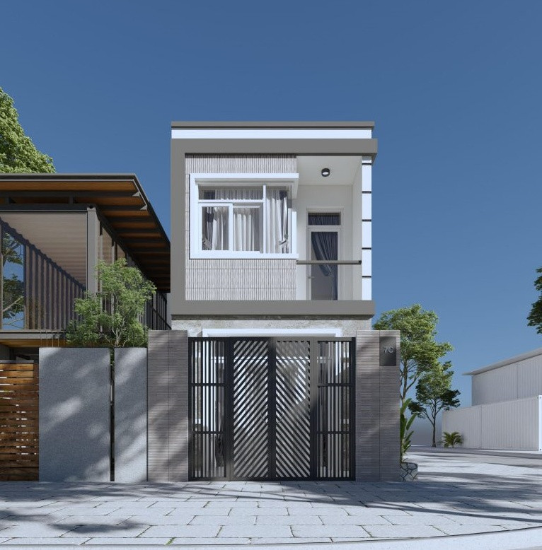 Do có vướng lộ giới nên kiến trúc sư dành một khoảng lô gia diện tích gần 2m2 ăn vào diện tích phòng ngủ trước để lấy sáng. Ảnh: Song Phát Construction