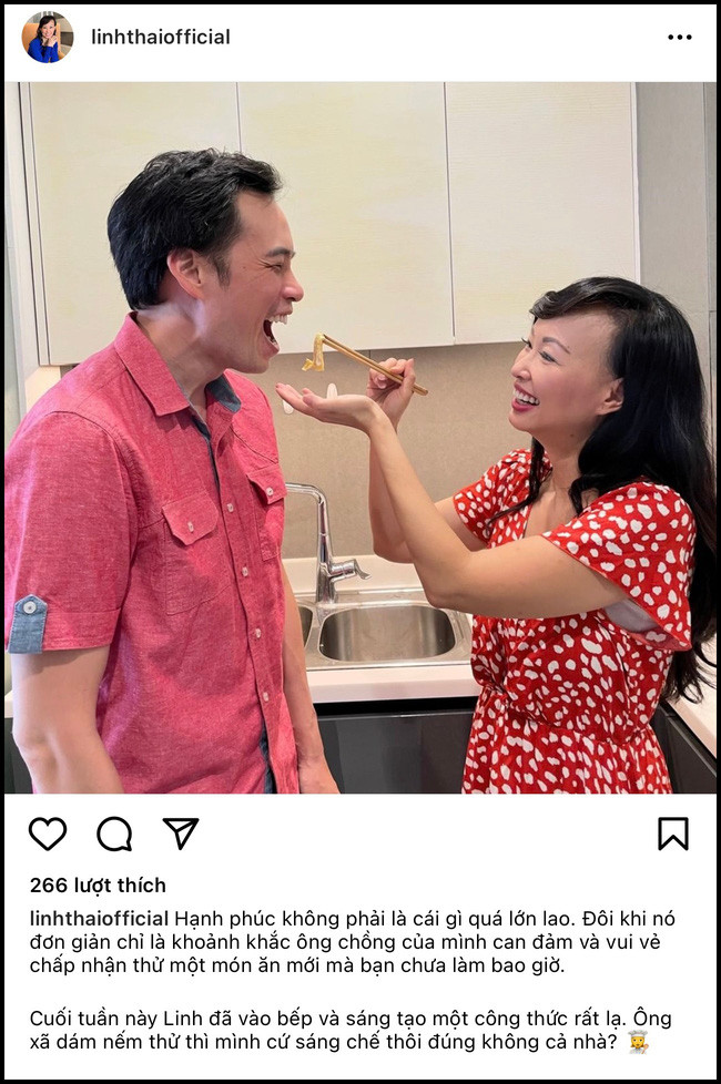 Dù bận rộn với công việc đến đâu thì Shark Thái Vân Linh vẫn dành thời gian vào bếp sáng tạo các món ăn mới lạ cho chồng thưởng thức. Ảnh chụp màn hình
