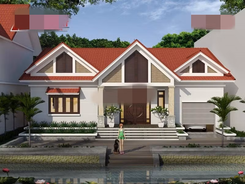 Với diện tích 200m2, ngôi nhà được thiết kế theo kiểu kiến trúc nhà vườn 3 gian truyền thống kết hợp hiện đại. Ảnh: Angcovat