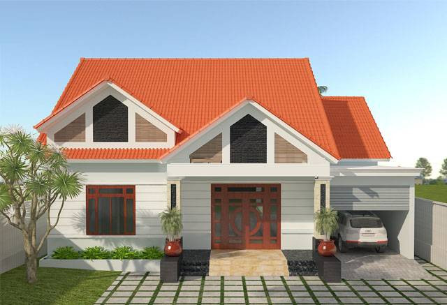 Ngôi nhà có thiết kế đơn giản với mặt tiền khá rộng và được chia thành 2 khu rõ ràng. Khu vực nhà ở và khu vực để xe cũng tách rời tạo nên sự gọn gàng cho công trình. Ảnh: Wedo