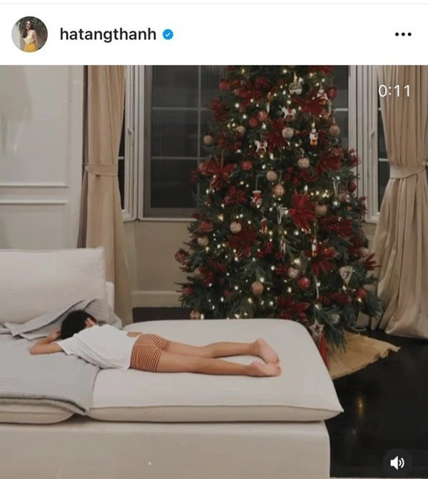 Cây thông Noel được trang trí cầu kỳ với trái chau, bông tuyết và chùm đèn đặt ở một góc trang trọng trong căn biệt thự. Nguồn ảnh: FBNV, Instagram