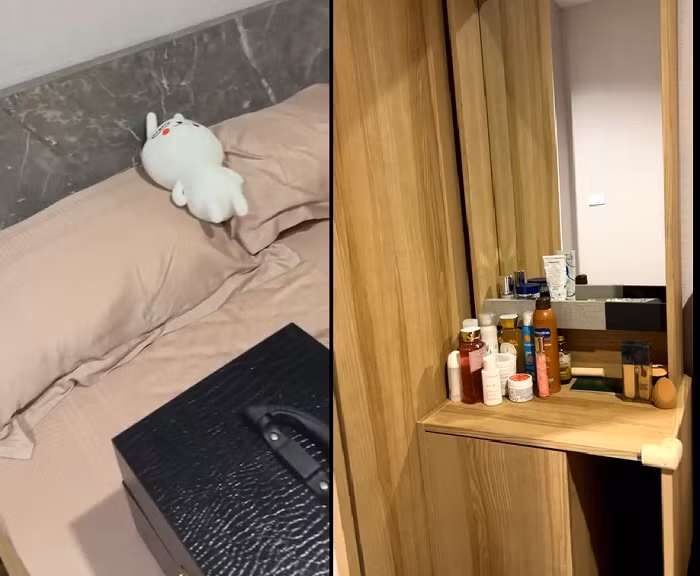 Bàn trang điểm nhỏ gọn. Ảnh chụp màn hình