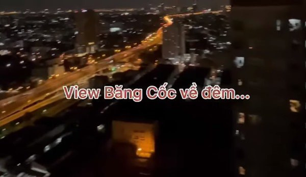 Từ căn hộ, Thuỳ Tiên có thể ngắm một góc của thủ đô Bangkok. Ảnh chụp màn hình