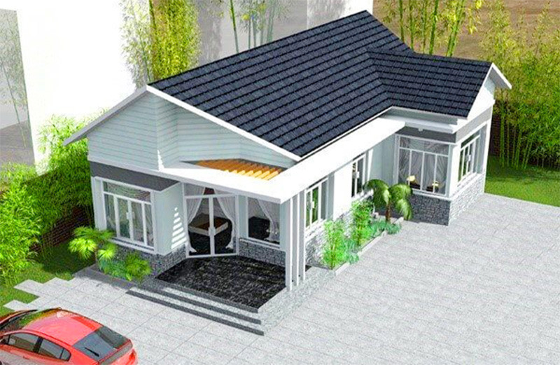 Nhà ống mái thái chữ L được thiết kế 3 phòng ngủ, 1 phòng khách, 1 phòng bếp và nhà ăn đẹp đầy đủ tiện nghi. Ảnh: Internet