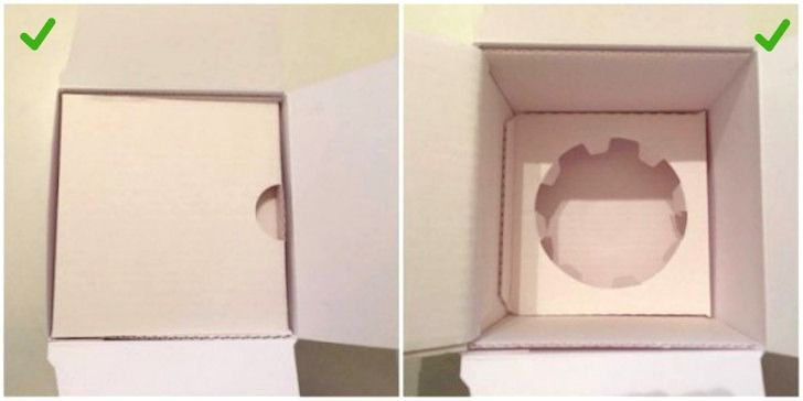 Hộp đựng nước hoa chính hãng được làm từ bìa cứng chất lượng cao và được thiết kế để bảo vệ chai khỏi bị hư hại. Đó là lý do tại sao bên trong hộp có cấu tạo đặc biệt giúp chai nước hoa luôn giữ được vị trí. Giấy hộp luôn là màu trắng, không phải xám.