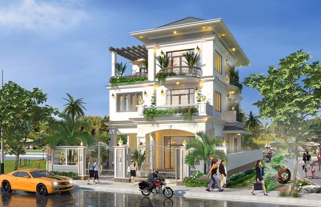 Mẫu nhà 3 tầng hiện đại được yêu thích bởi từ kiến trúc cho đến màu sắc đều hài hòa và ăn nhập với nhau. Ảnh: Wedo