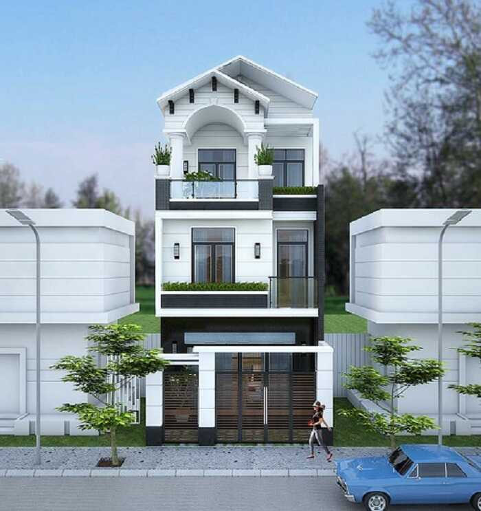 Thiết kế cửa và lan can bằng kính kết hợp với cây xanh tạo không gian thông thoáng, không gây cảm giác bí bách như mẫu nhà ống thông thường. Ảnh: Kientruccuonggiahieu.