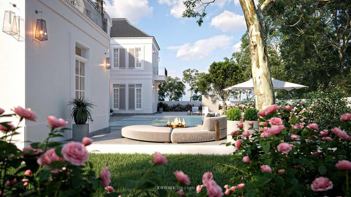 Biệt thự mới của Vân Dung nằm ở ngoại thành, cách Hà Nội khoảng 60km. Nhà có 2 tầng, mỗi tầng khoảng 250m2.