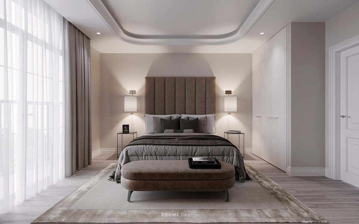 Tầng 2 có 3 phòng ngủ, 1 phòng xem phim.