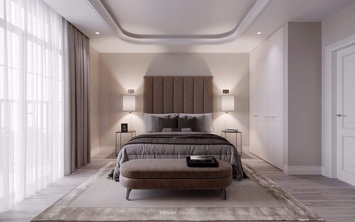 Tầng 2 có 3 phòng ngủ, 1 phòng xem phim.