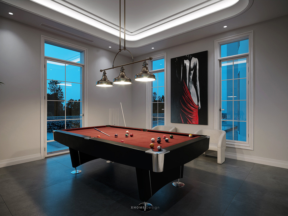 Bàn bi-a giải trí trong nhà.