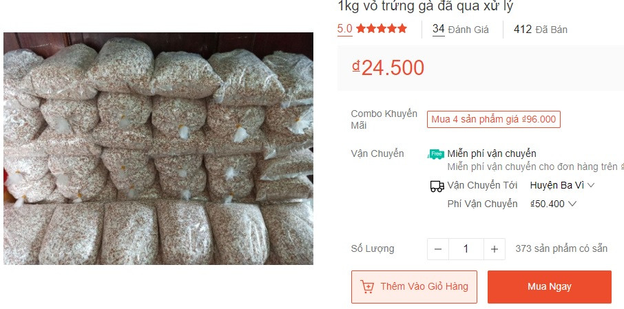 Ít ai ngờ, vỏ trứng cũng có thể bán được với giá 24.500 đồng/kg.