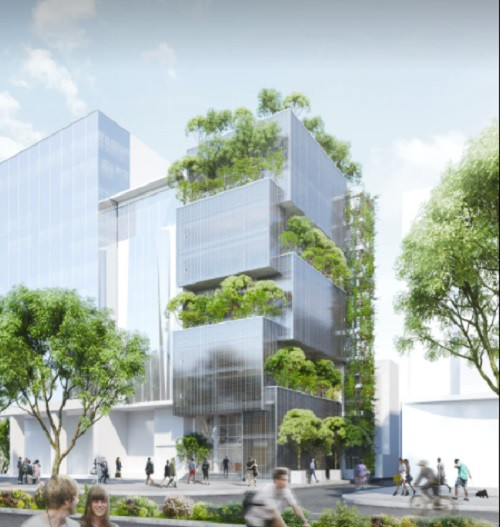 Công trình có 10 tầng bao gồm phòng trưng bày ở 6 tầng dưới và văn phòng ở 4 tầng trên...