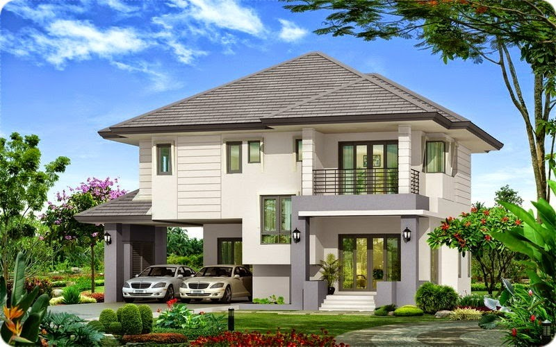 Nhà vườn hiện đại với mặt tiền rộng rãi thoáng mát, có gara để xe. Ảnh: Internet