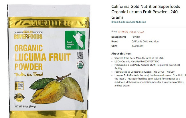 Thế nhưng, trên trang bán hàng trực tuyến Amazon, quả trứng gà được coi là siêu thực phẩm và bán với giá lên đến 19,95 USD/ túi 240g. Ảnh: chụp màn hình