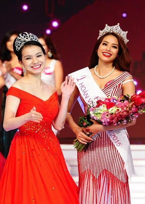 Phạm Hương và Thùy Lâm (trái) đều là Hoa hậu Hoàn vũ Việt Nam và đã lập gia đình. Ảnh: Vietnamnet.
