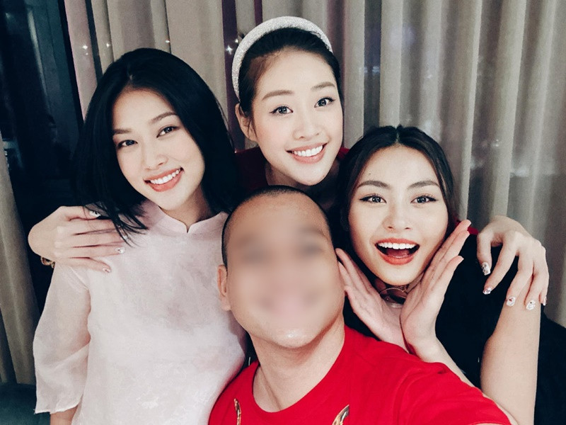 Bạn trai tin đồn của Khánh Vân khoe ảnh chụp chung với Hoa hậu Thiên Ân và Á hậu Mâu Thủy.