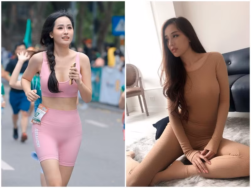 Mai Phương Thúy từng gây hiểu lầm vì mặc đồ màu da. Cô còn bị chê khi mặc đồ bó chẽn chạy bộ. Ảnh: Người Đưa Tin, Dân Việt.