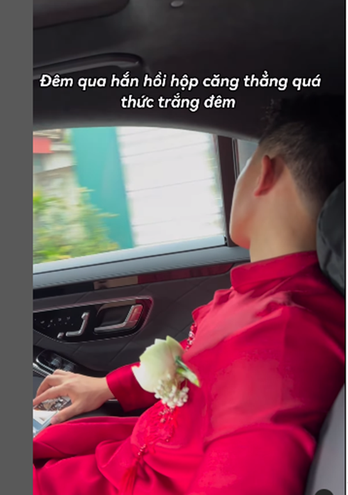 Trong ngày ăn hỏi, chồng Thái Trinh mất ngủ cả đêm.