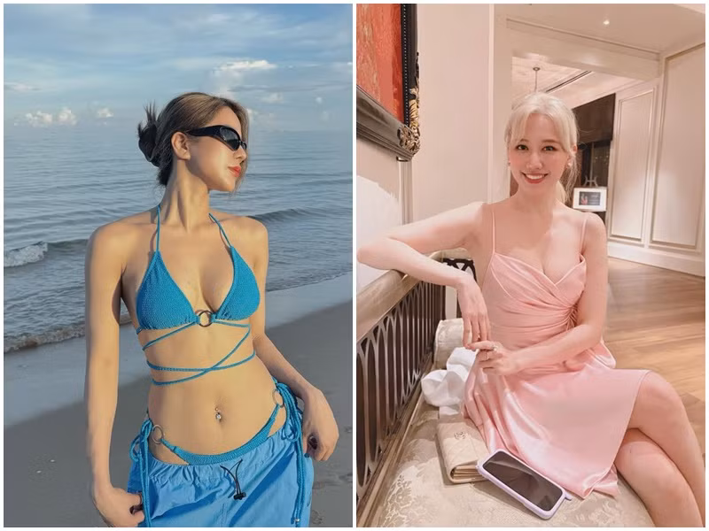 Hari Won và Diệp Lâm Anh khoe vóc dáng nuột nà ở đời thường. Ảnh: FB Hari Won, Diệp Lâm Anh.