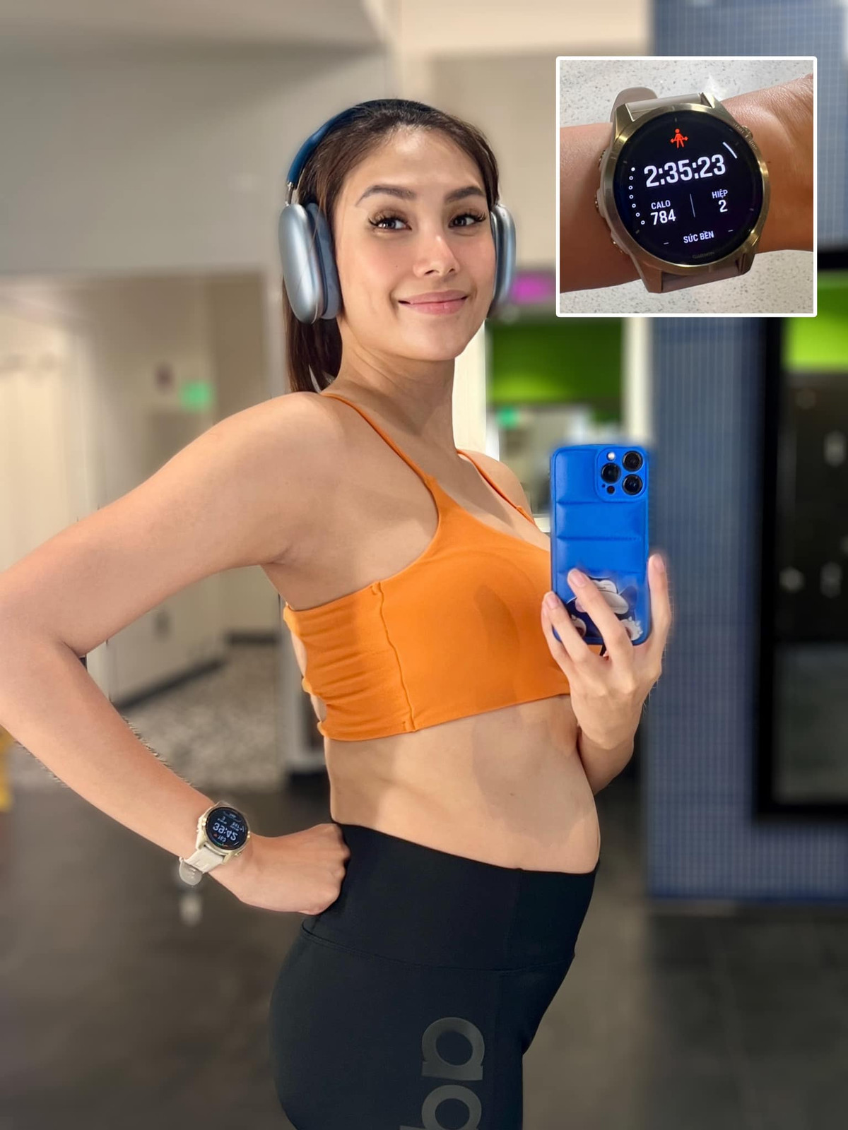 Vóc dáng của Võ Hoàng Yến không có nhiều thay đổi, ngoại trừ vòng bụng.