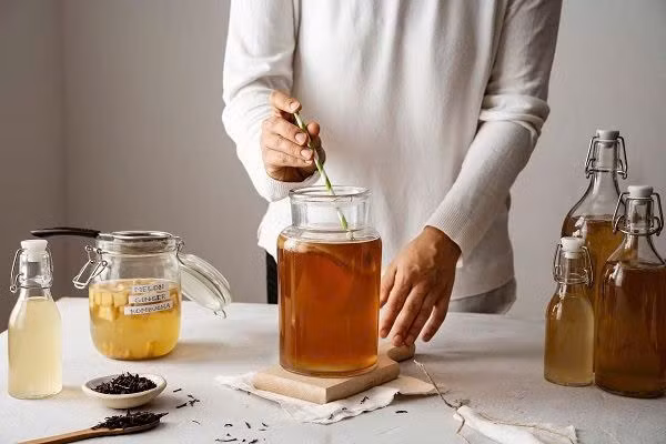  Hỗ trợ giảm cân: Mặc dù chưa có nhiều nghiên cứu về tác dụng của kombucha đối với việc giảm cân, nhưng một số nghiên cứu sơ bộ cho thấy kombucha có thể giúp tăng cường trao đổi chất, giúp cơ thể đốt cháy calo hiệu quả hơn. Probiotic trong kombucha có thể giúp điều chỉnh hormone liên quan đến cảm giác đói và no, từ đó giảm cảm giác thèm ăn. Ảnh minh họa