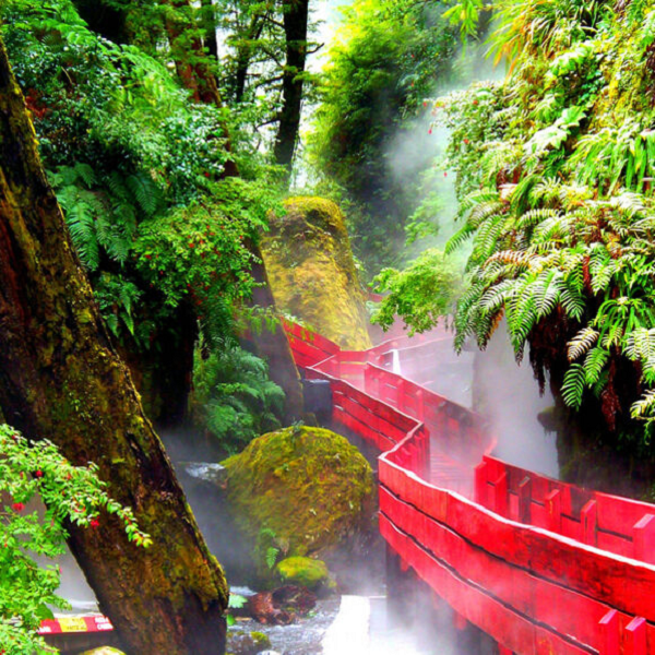 Khu phức hợp suối nước nóng lớn nhất ở Chile nằm bên trong công viên vườn quốc gia Villarrica, Termas Geométricas nằm gần thành phố Pucón.