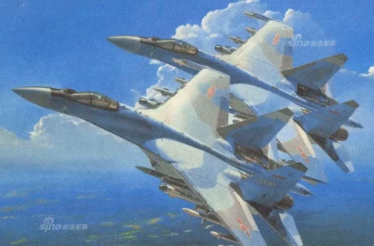 Tranh vẽ Su-35 Trung Quốc. Nguồn ảnh: Sina