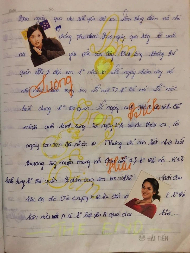 Những hình vẽ tay trông khá..."sến sẩm", đại diện cho một thời tuổi trẻ đầy mơ mộng.