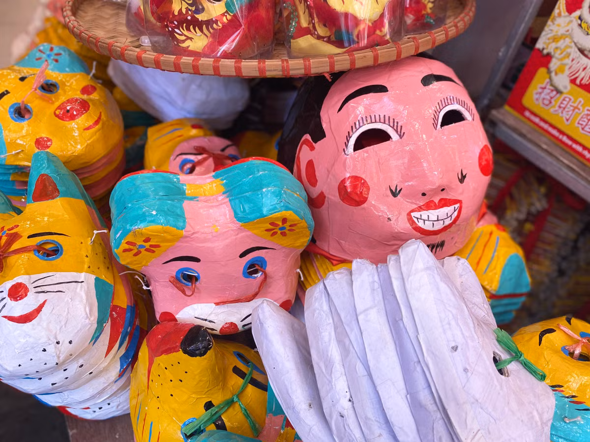 Mặt nạ truyền thống không thể thiếu trong các tiết mục múa lân, văn nghệ chào Trung thu.