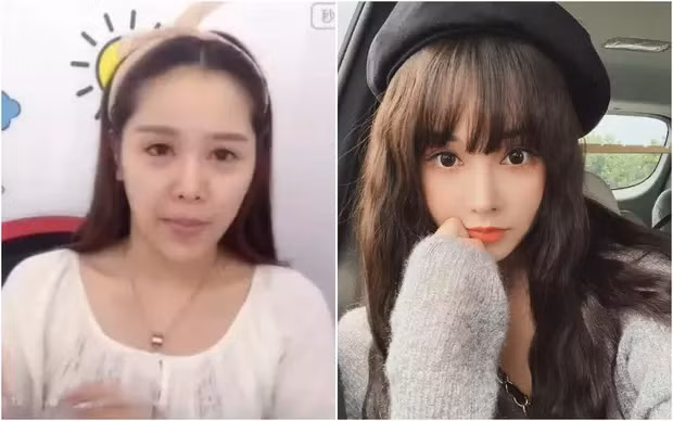 Không ít lần cư dân mạng Trung Quốc "ngã ngửa" khi nhìn thấy diện mạo thật của các hot girl TikTok triệu fan. Bên trái trông cô gái có vẻ kém sắc và đứng tuổi hẳn so với khi đã trang điểm chỉn chu ở bên phải.
