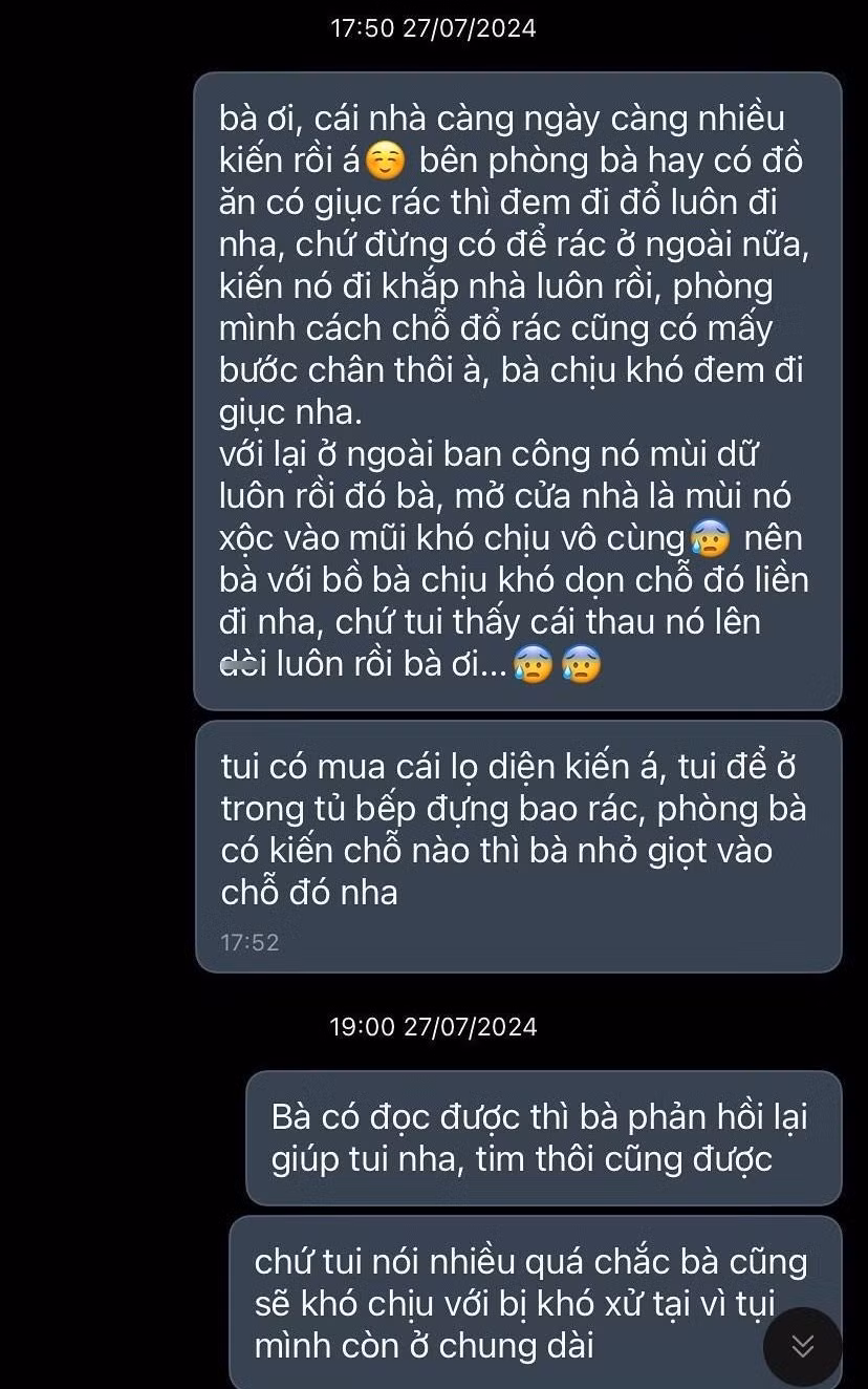 Tuy nhiên sau loạt tin nhắn của cô gái, bạn cùng phòng vẫn không hề hồi âm.