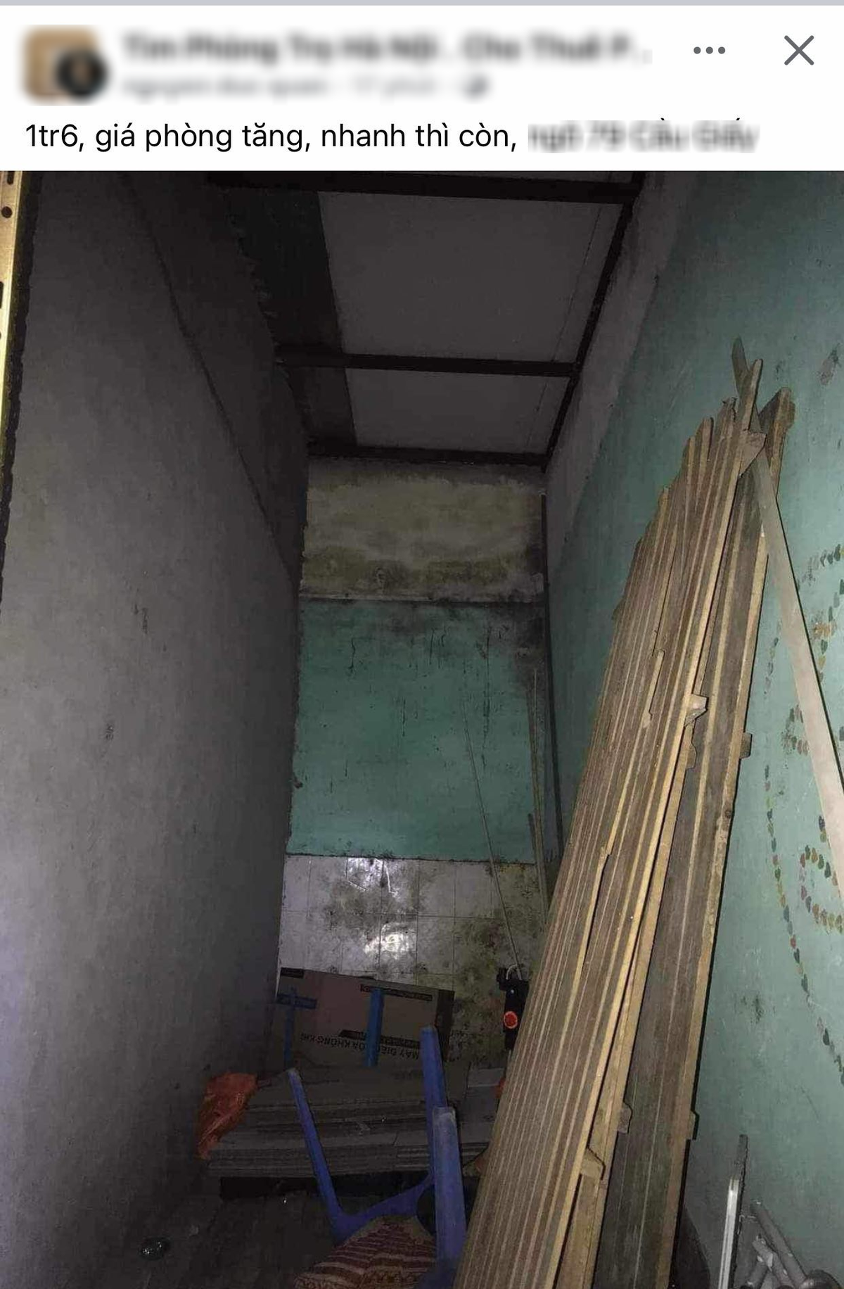 Căn phòng chưa đến 10m2, còn chẳng đủ rộng để kê vừa chiếc giường vậy mà giá thuê là 1,6 triệu/tháng.