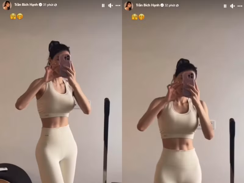 Xuất hiện trên dòng story, "hot girl phòng gym" Nam Định là Trần Bích Hạnh diện bộ đồ tập màu trắng. Điểm nhấn của bức ảnh đó chính là sắc vóc và đặc biệt là vòng eo siêu thực của cô nàng.