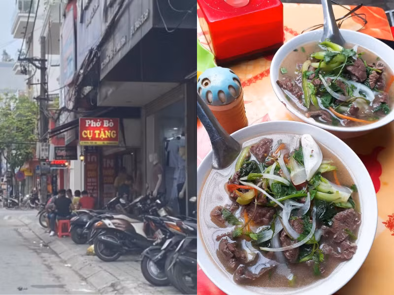 Nhắc đến ẩm thực Nam Định, món ăn đầu tiên không thể bỏ qua chính là phở bò. Địa chỉ được dân sành ăn ghé đến nhiều nhất chính là quán phở cụ Tặng - quán phở gia truyền nổi tiếng nhất nhì Nam Định. Ngoài các món phở truyền thống như tái, chín, nạm thì quán phở cụ Tặng còn đặc biệt nổi tiếng với phở bò sốt vang và món phở áp chảo.