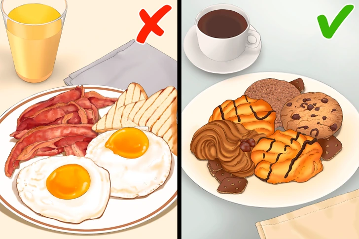 Không ăn trứng vào bữa sáng. Thay vào đó, người dân địa phương thích ăn đồ ngọt như ngũ cốc hoặc bánh quy, trái cây và uống cà phê. Ảnh: BS.