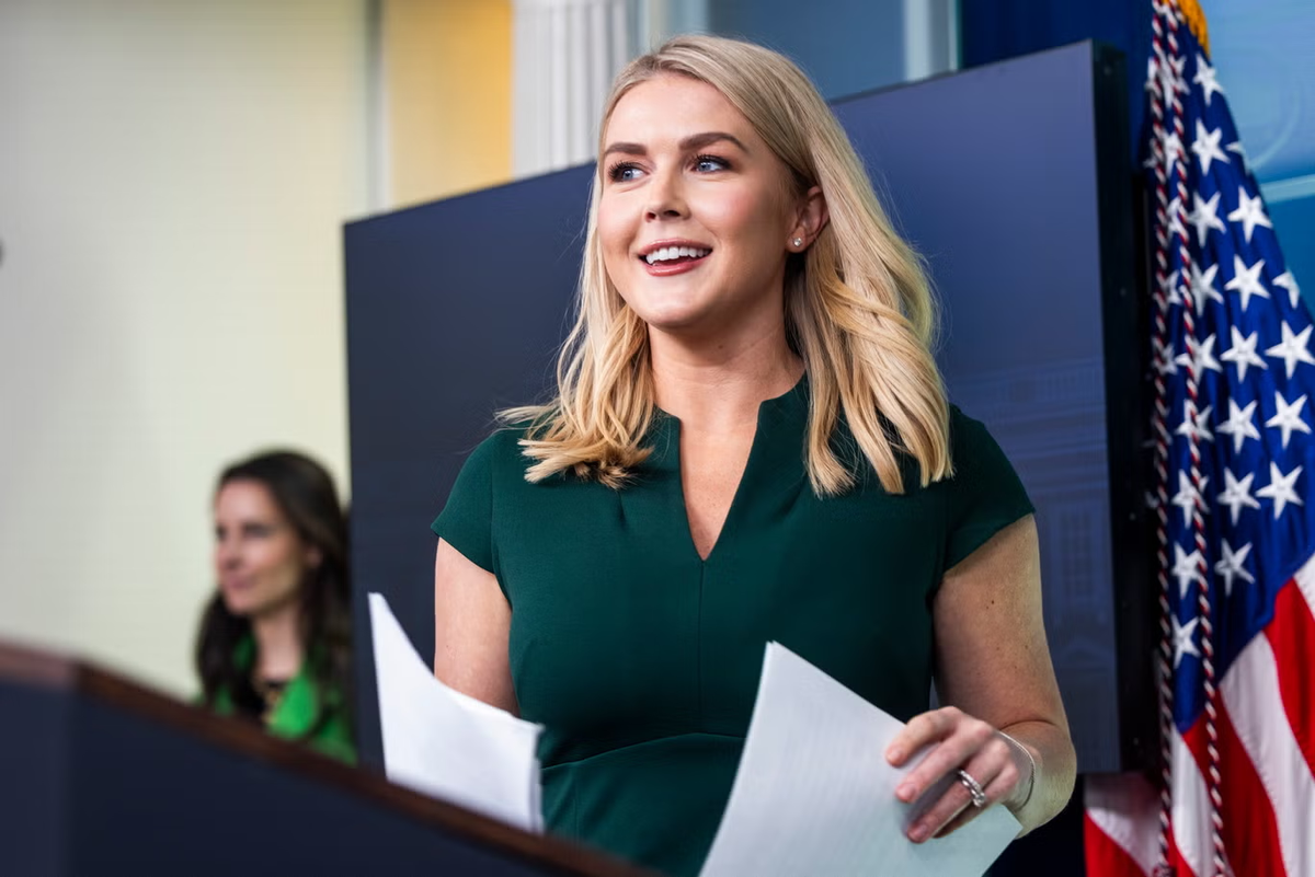 Karoline Leavitt gây ấn tượng bởi cách phản biện thẳng thắn, quyết liệt trên cương vị phát ngôn viên Nhà Trắng. Ảnh: EPA.