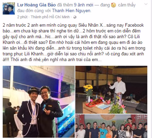 Chia sẻ của diễn viên Gia Bảo.