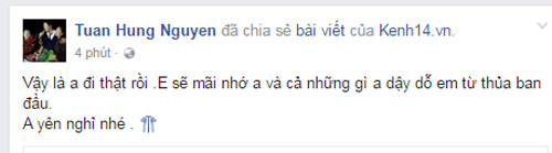 Chia sẻ của ca sĩ Tuấn Hưng.